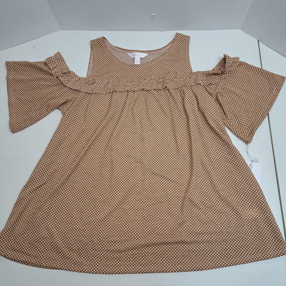 LC Lauren Conrad Off Shoulder Checkered Blouse Women's size S